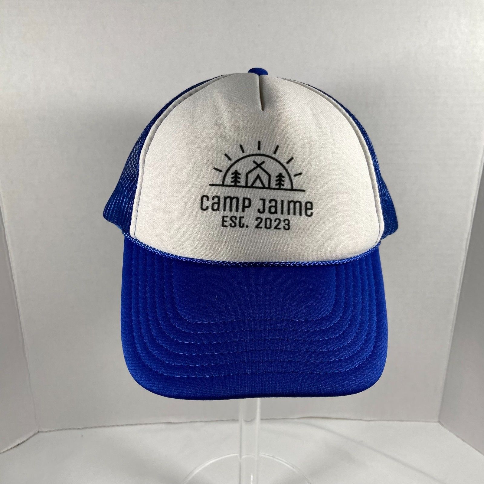 Camp Jaime Est 2023 Hat Blue White Otto Trucker Mesh Snapback Cap Osfm